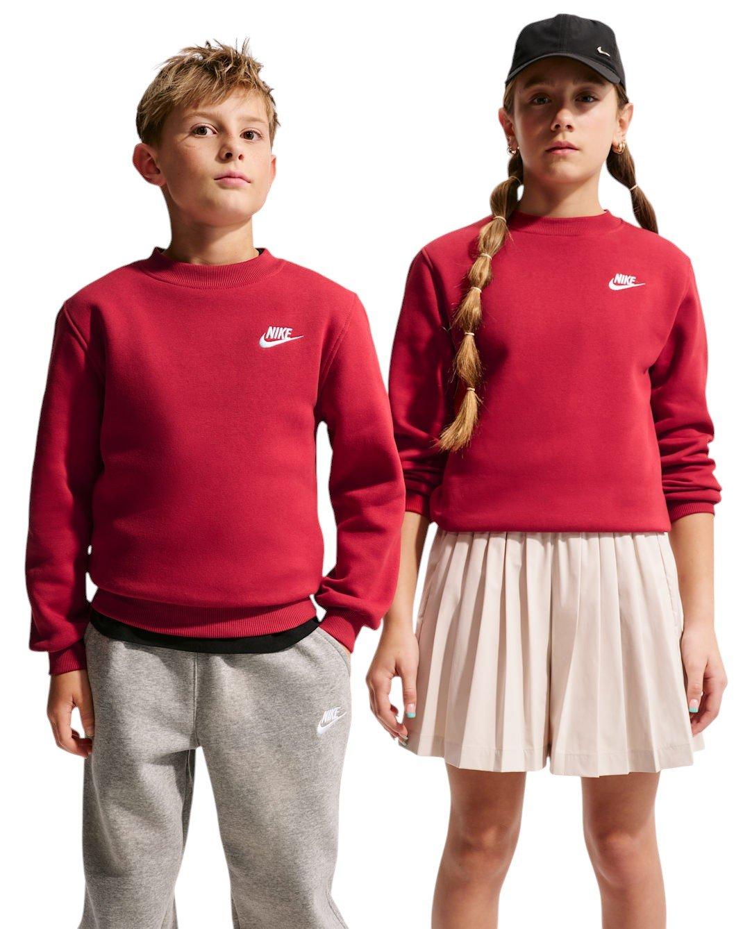 Nike Big Kids' Sportswear Club Fleece Sweatshirt - Red - RED